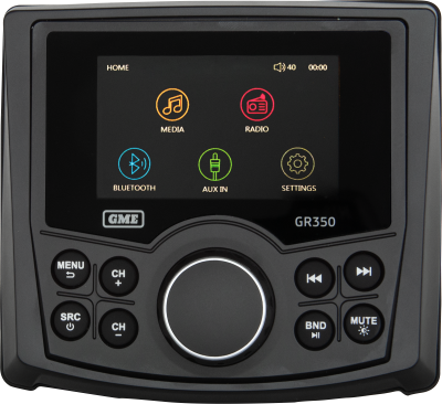 AM/FM IP54 Compact Marine Stereo with Bluetooth - Black