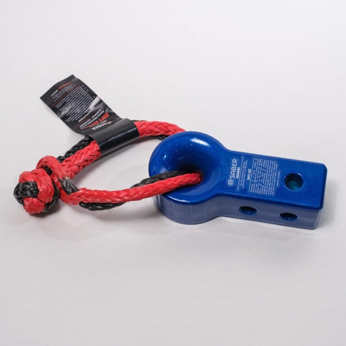 7075 Aluminium Rope Friendly Recovery Hitch - Blue Prismatic & 9K Soft Shackle