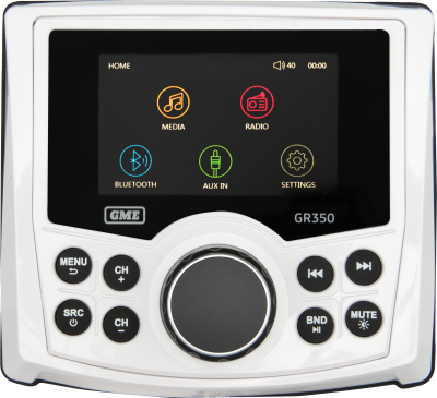 AM/FM IP54 Compact Marine Stereo with Bluetooth - White